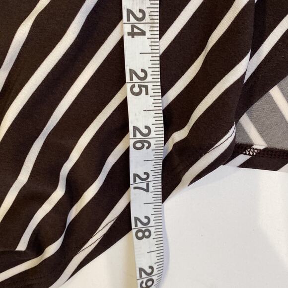 Chico’s Knit Stripe Jacket Peplum Stretch Open Drape Front 3/4 Sleeves EUC Sz 16 - Picture 11 of 13